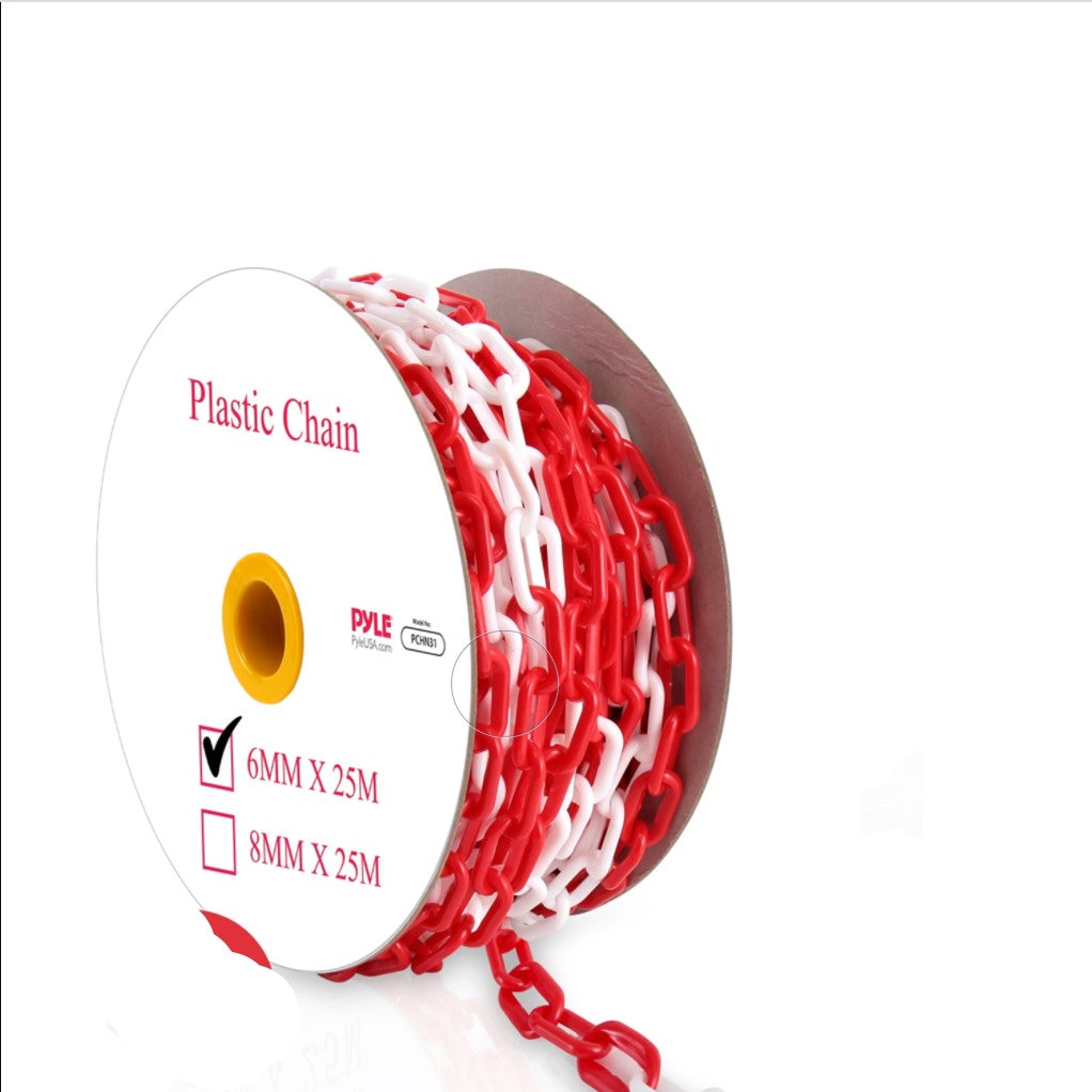 Pyle PCHN31 Safety Chain Barrier Plastic Links 82 Feet, Red & White (4 Pack) - VMInnovations