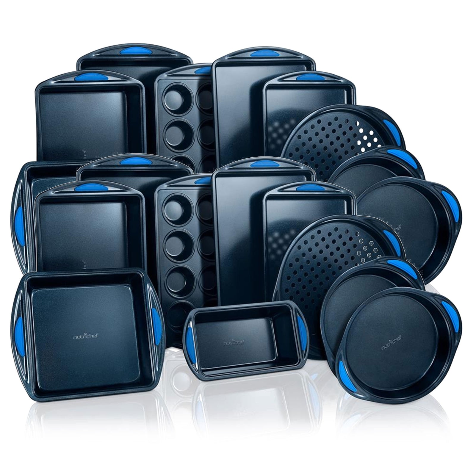 NutriChef Kitchen Non Stick Blue Diamond Carbon Steel 10 Pc Bakeware Set (2 Pack) - VMInnovations