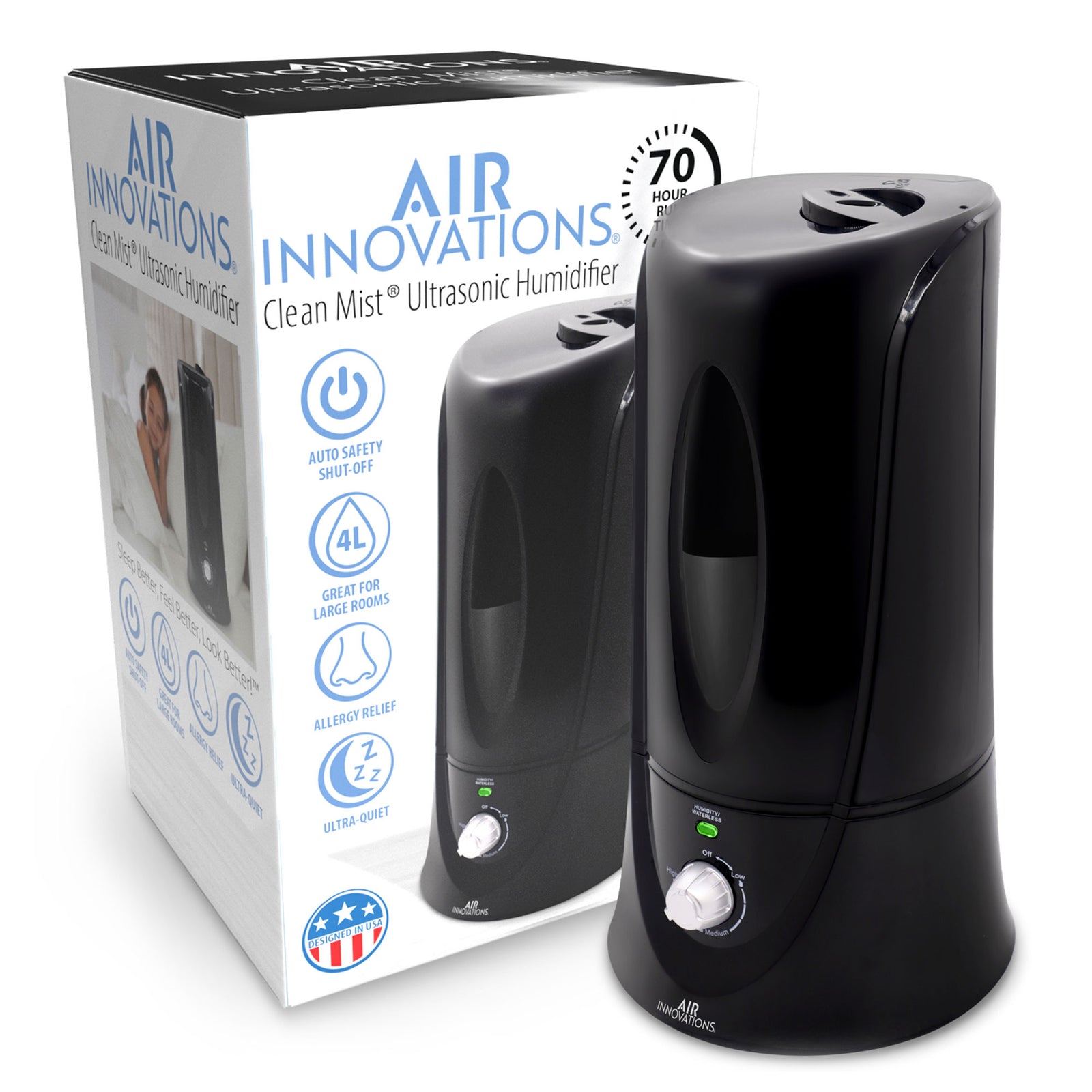 Air Innovations MH-408 1.1 Gallon Cool Mist Humidifier, Black (Used) - VMInnovations