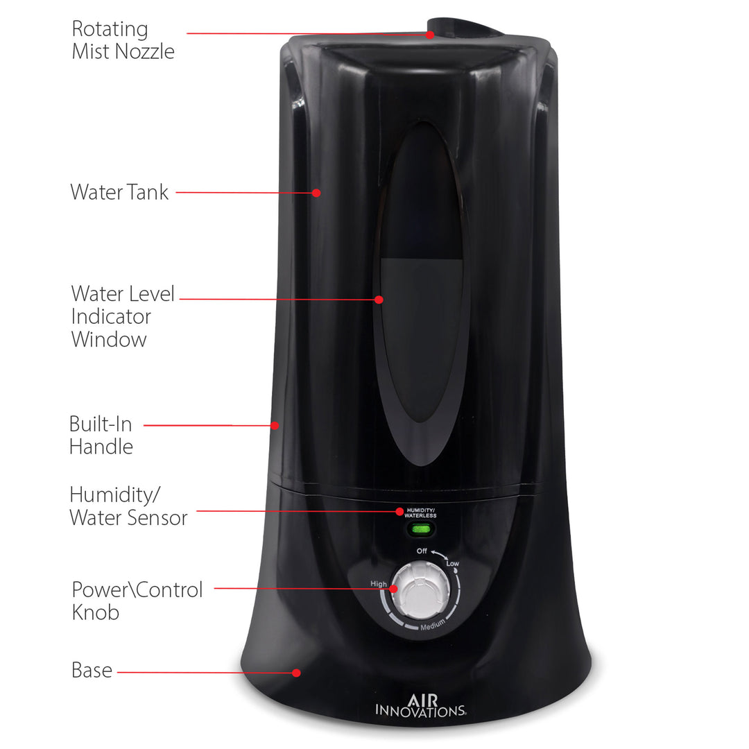 Air Innovations MH-408 1.1 Gallon Cool Mist Humidifier, Black (Used)