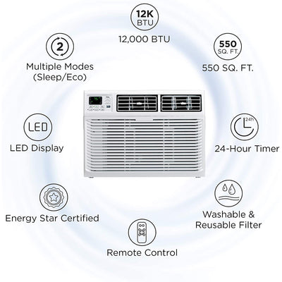 TCL 12W3E1-A 12,000 BTU 3 Fan Speed 8 Directional Cooling Window Air Conditioner