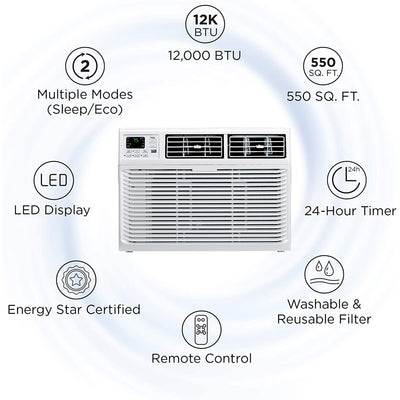 TCL 12W3E1-A 12,000 BTU 3 Fan Speed 8 Directional Cooling Window Air Conditioner