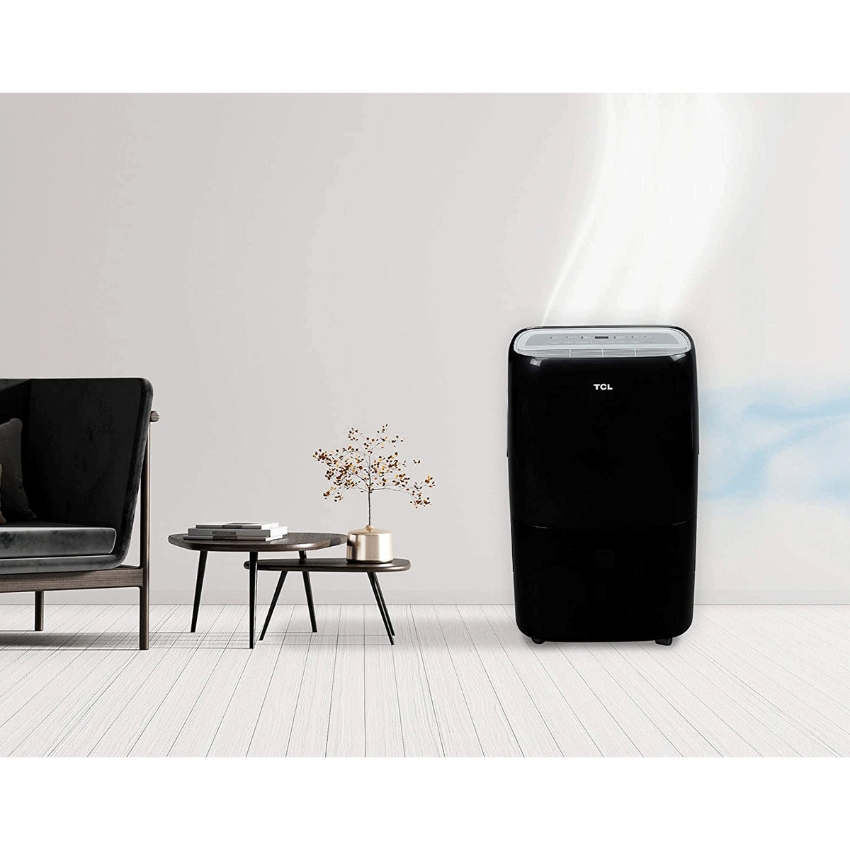 TCL 50 Pint Smart Dehumidifier for Home and Basements with Voice Control, Black