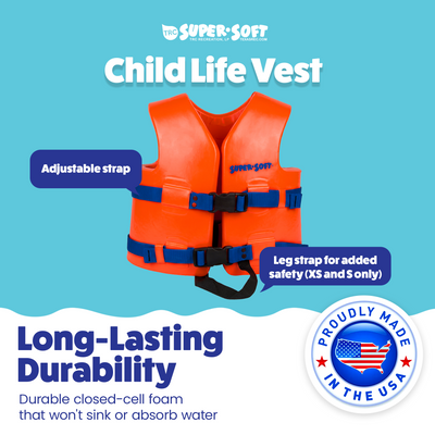 TRC Recreation Super Soft Child Life Jacket Swim Vest, X Small, Sunset Orange - VMInnovations