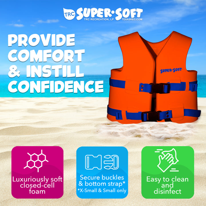 TRC Recreation Super Soft Child X Small Life Jacket, Sunset Orange (Open Box)