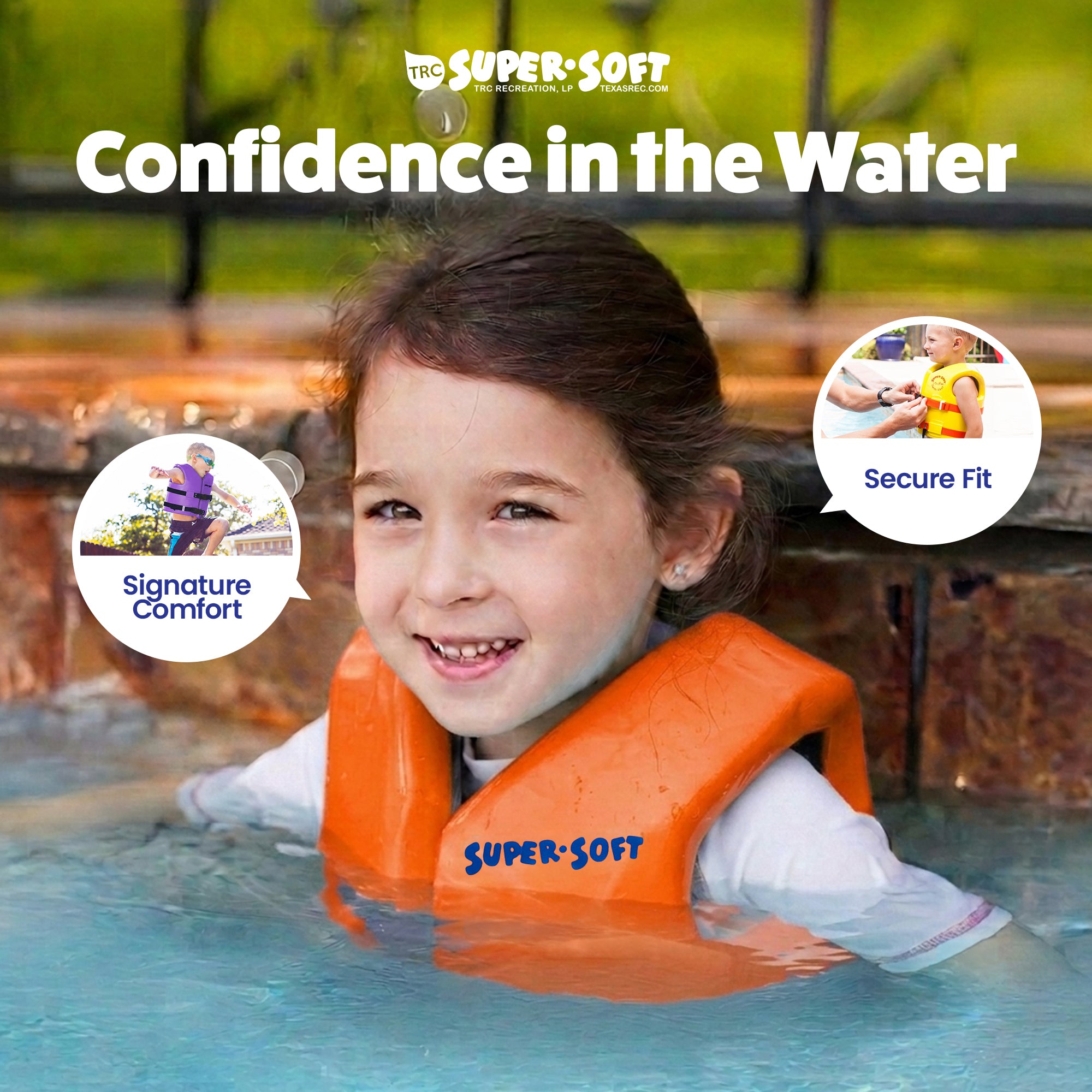 TRC Recreation Super Soft Child Life Jacket Swim Vest, Small, Sunset Orange