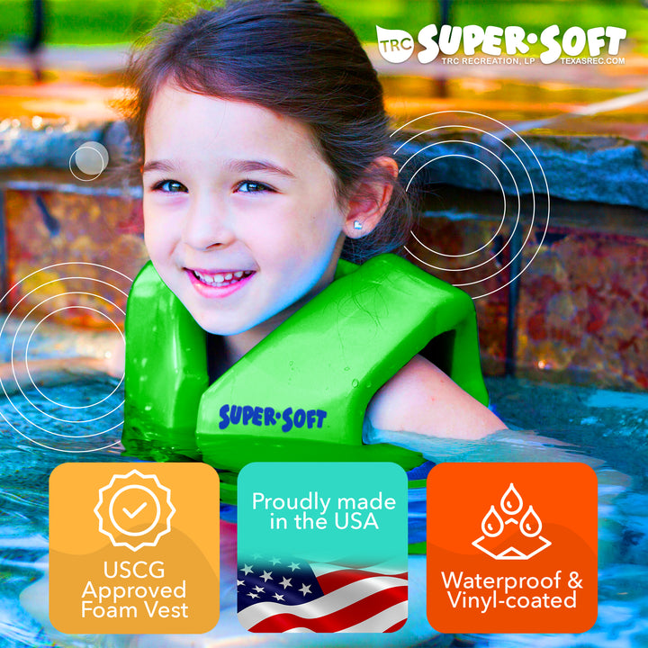 TRC Recreation Super Soft Child Small Pool Life Jacket, Fierce Green (Open Box)