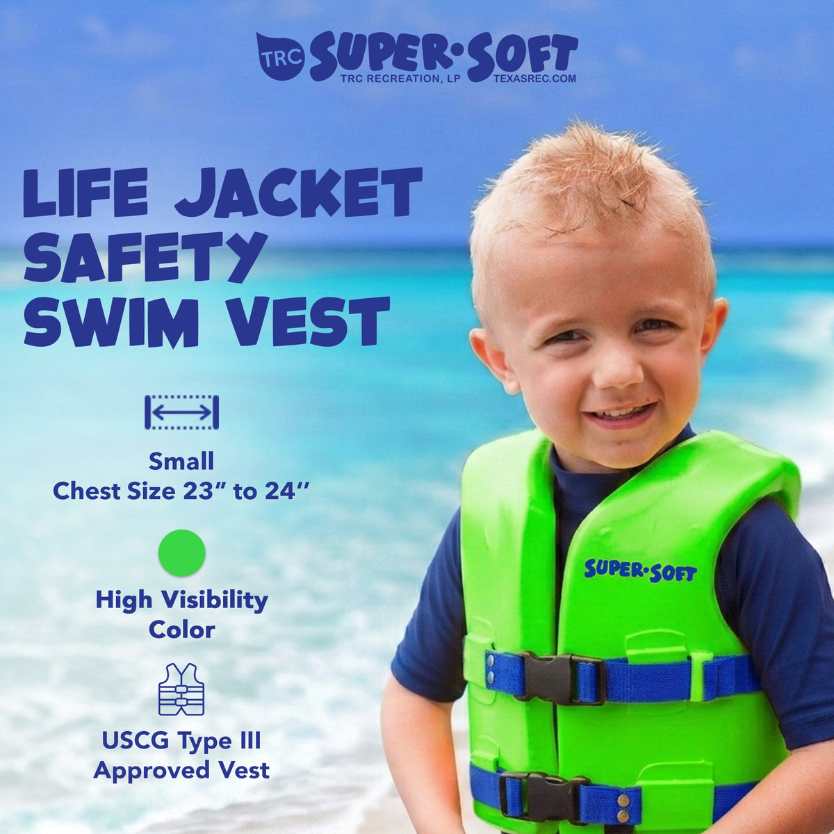TRC Recreation Super Soft Child Small Pool Life Jacket, Fierce Green (Open Box) - VMInnovations
