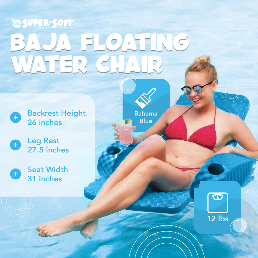 TRC Recreation Folding Chair Swimming Pool Float Armchair, Marina Blue(Open Box) - VMInnovations
