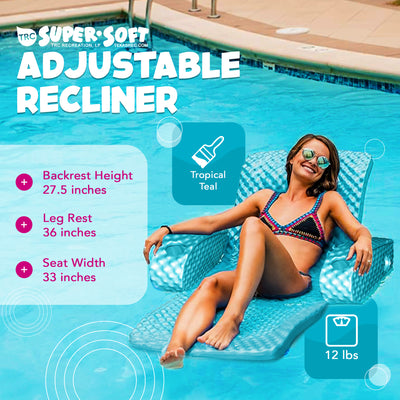 TRC Super Soft Adjustable Pool Lounger Recliner Float, Tropical Teal (Open Box)