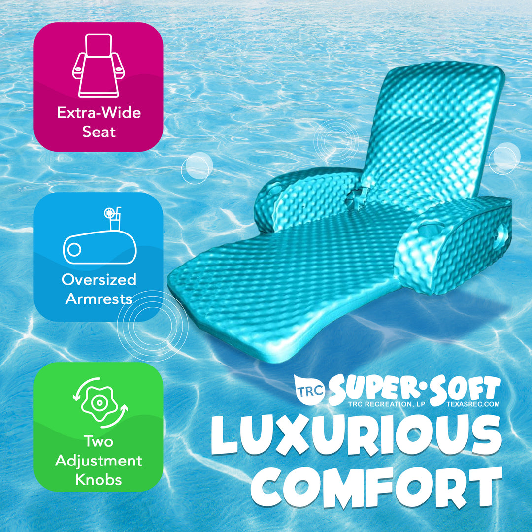 TRC Super Soft Adjustable Pool Lounger Recliner Float, Tropical Teal (Open Box) - VMInnovations
