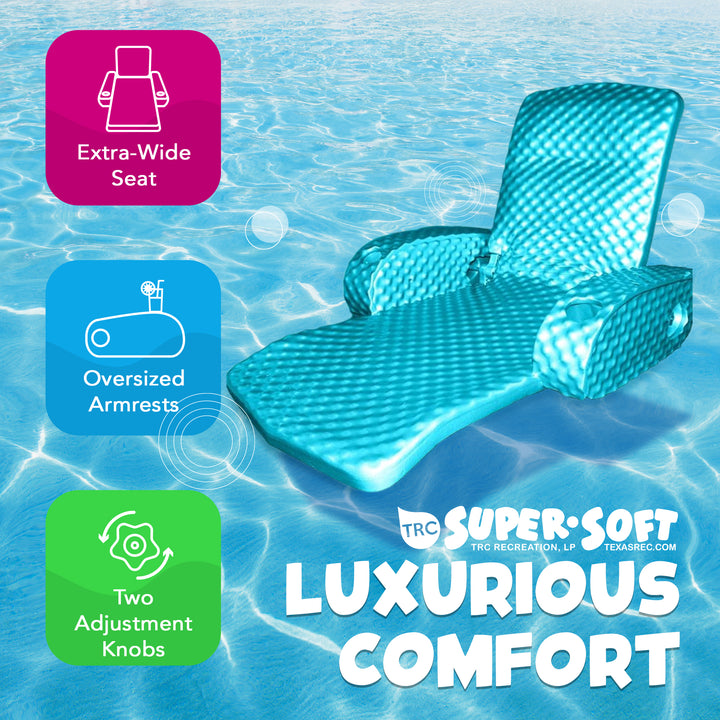 TRC Super Soft Adjustable Pool Lounger Recliner Float, Tropical Teal (Open Box) - VMInnovations