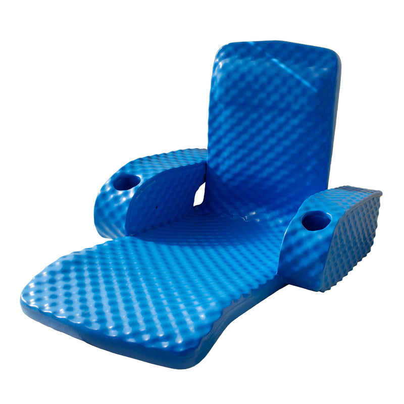 TRC Folding Baja II Lounger Foam Swimming Pool Float, Bahama Blue (Open Box)