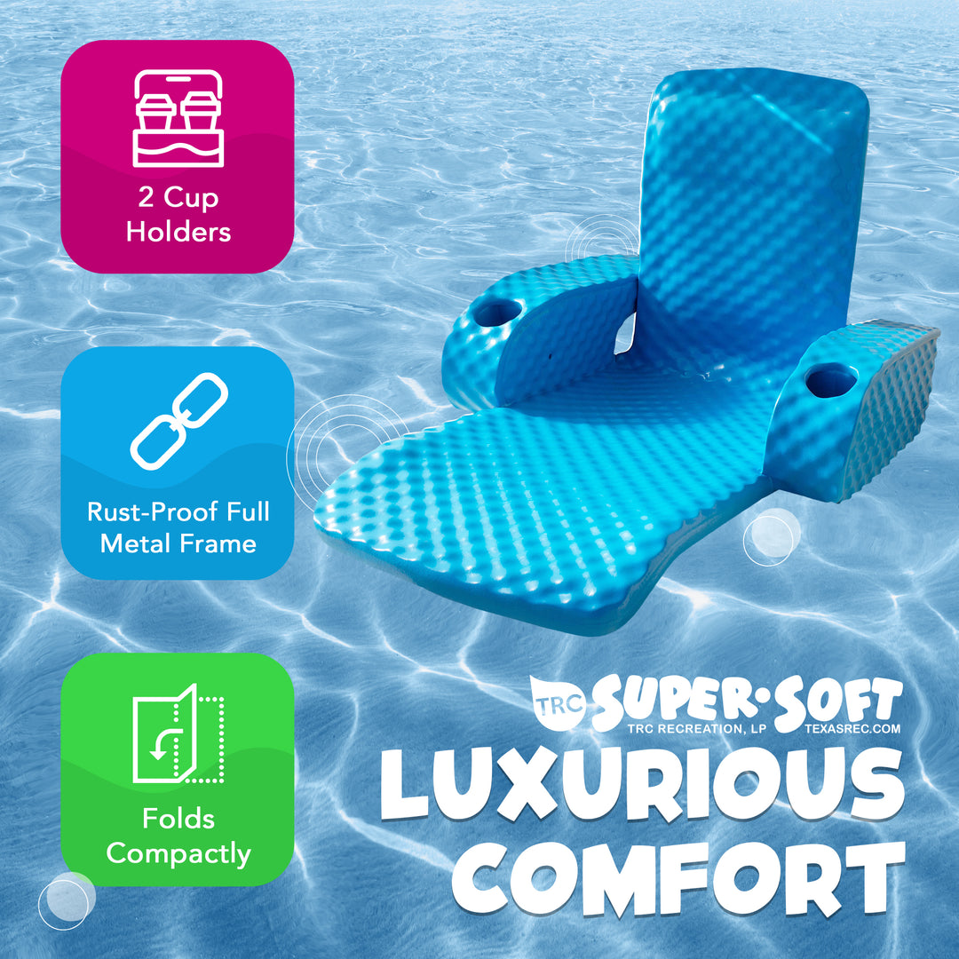 TRC Recreation Folding Baja II Lounger Foam Swimming Pool Float, Blue (Open Box)