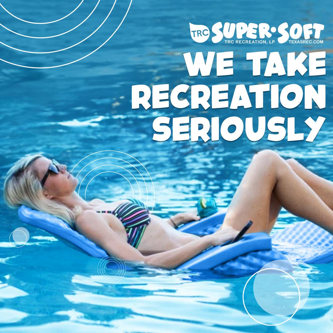 TRC Recreation Folding Baja II Lounger Foam Swimming Pool Float, Blue (Open Box) - VMInnovations