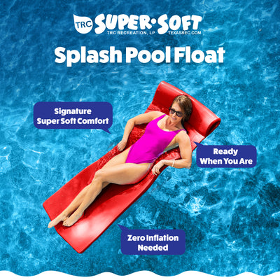 TRC Recreation Splash 1.25" Thick Foam Swimming Pool Float Lounger Mat, Red - VMInnovations