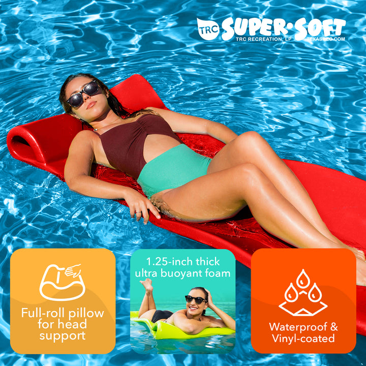 Splash 1.25" Thick Foam Swimming Pool Float Lounger Mat, Red (Open Box)