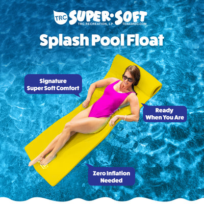 TRC Recreation Splash 1.25" Thick Foam Swimming Pool Float Lounger Mat, Yellow - VMInnovations