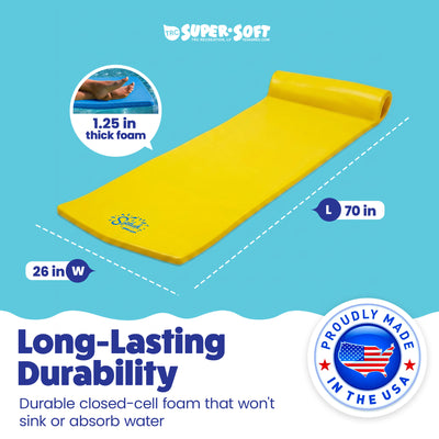 TRC Recreation Splash 1.25" Thick Foam Swimming Pool Float Lounger Mat, Yellow - VMInnovations