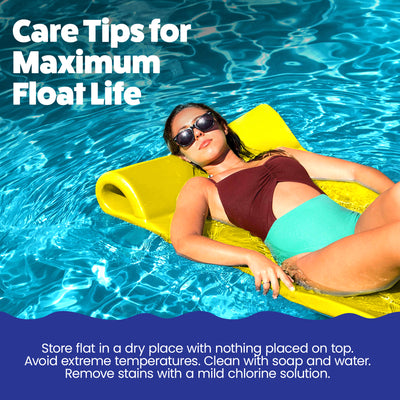 TRC Recreation Splash 1.25" Thick Foam Swimming Pool Float Lounger Mat, Yellow - VMInnovations