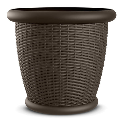 Suncast Willow 22" Diameter Wicker Patio Planter Pot (2 Pack) (Open Box)