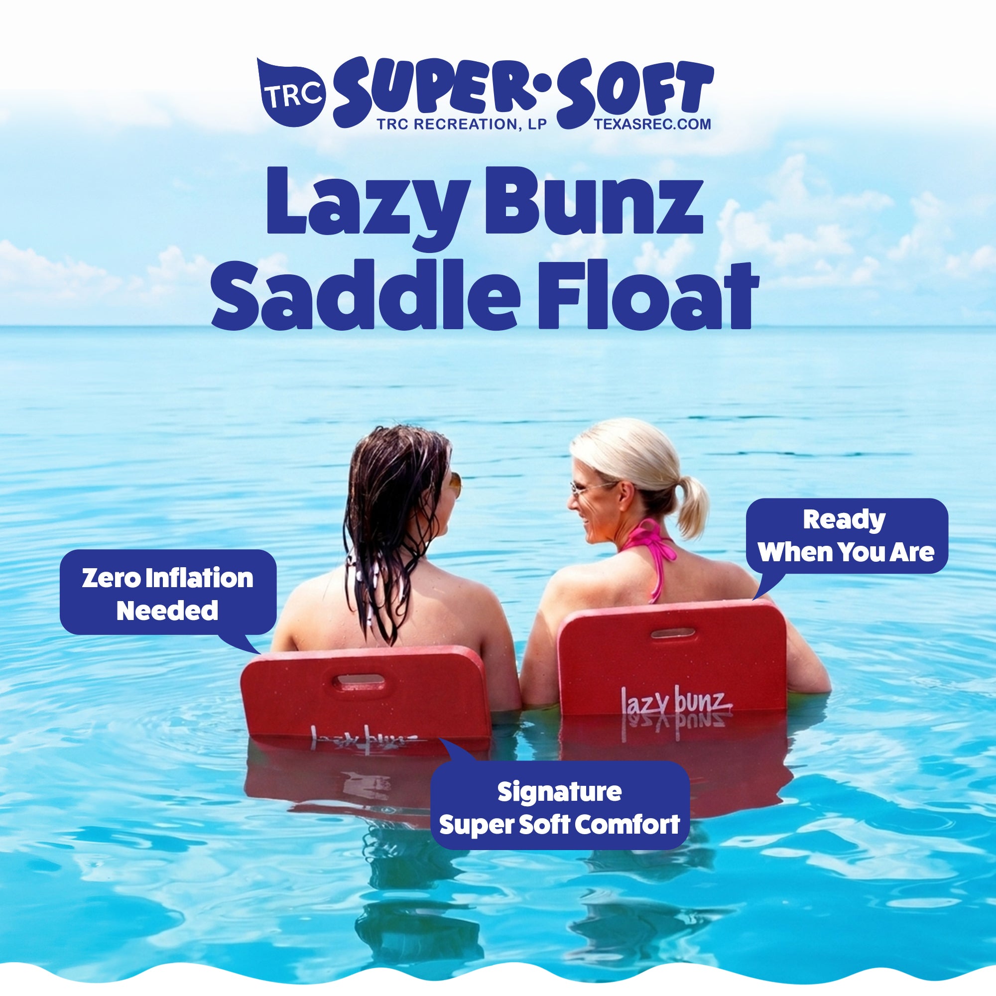 TRC Recreation Lazy Bunz Foam Water Saddle Pool Lounger Float, Red (Used) - VMInnovations