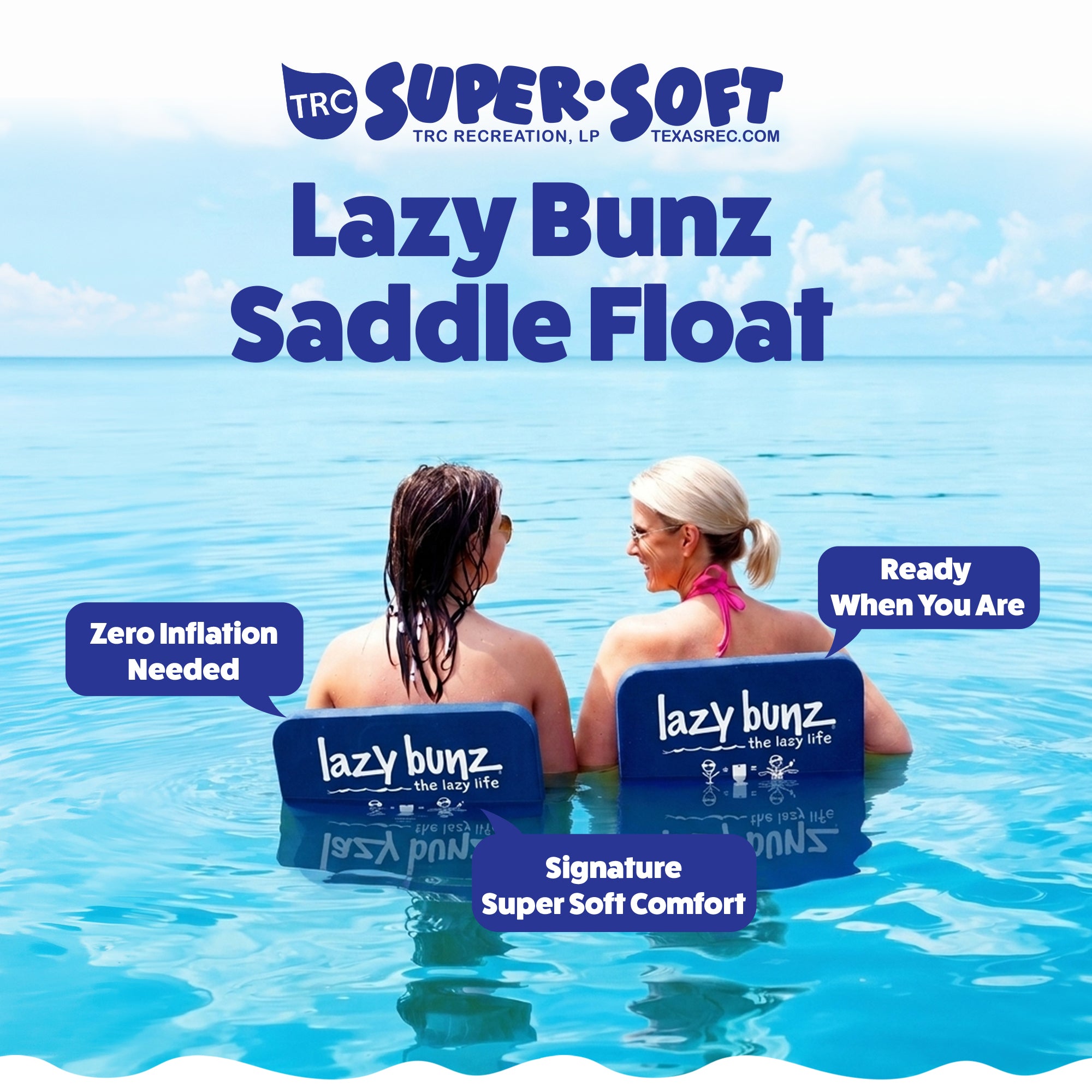 Lazy Bunz Vinyl Foam Saddle Float Seat/Mat w/ Handles, Navy Blue (Used)