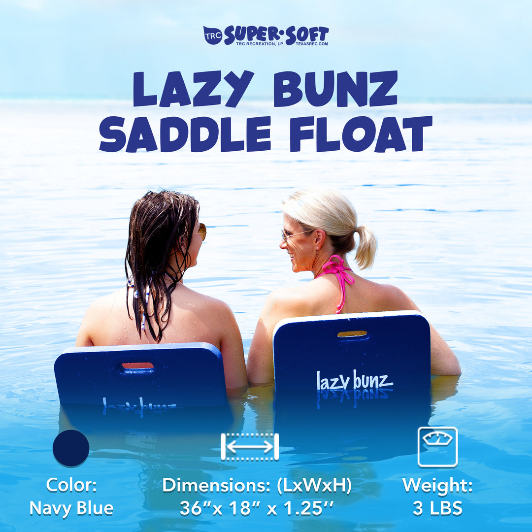 TRC Recreation Lazy Bunz Foam Water Saddle Pool Float, Navy Blue (Open Box) - VMInnovations