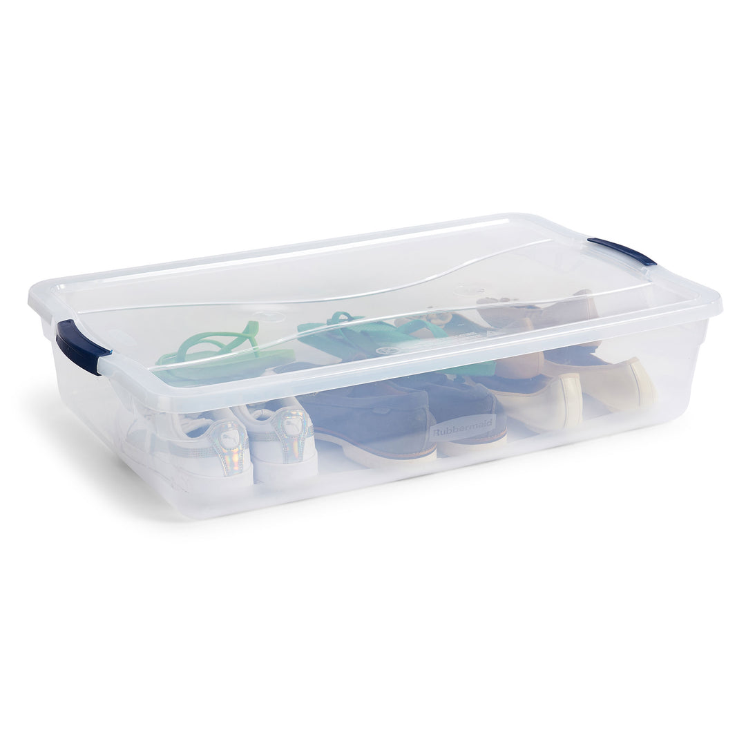 Rubbermaid Cleverstore 42 Quart Latching Stackable Storage Tote, Clear (4 Pack) - VMInnovations