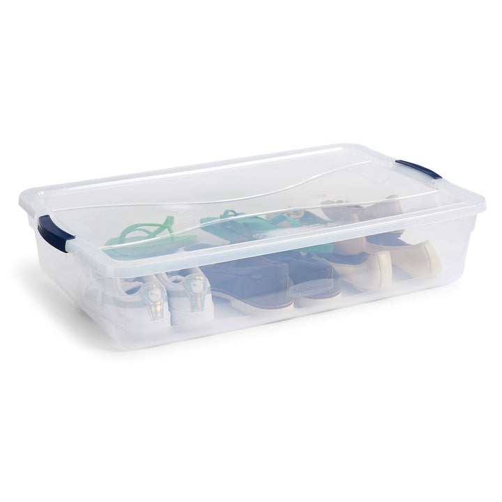Rubbermaid Cleverstore 42 Quart Latching Stackable Storage Tote, Clear (4 Pack) - VMInnovations