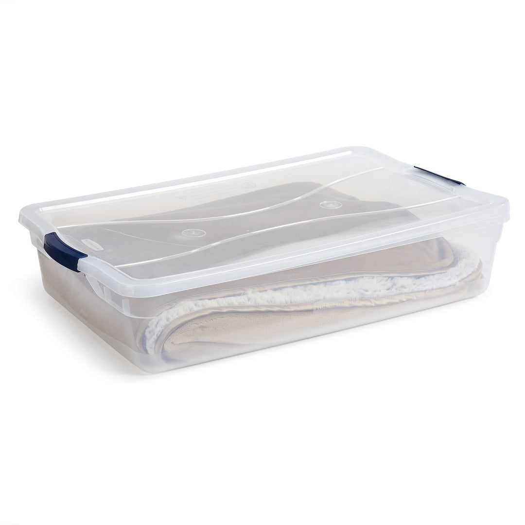Rubbermaid Cleverstore 42 Quart Latching Stackable Storage Tote, Clear (4 Pack) - VMInnovations