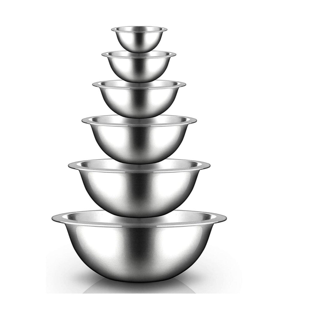 NutriChef 6 Piece Stainless Steel Home Kitchen Mixing Serving Bowl Set (4 Pack) - VMInnovations