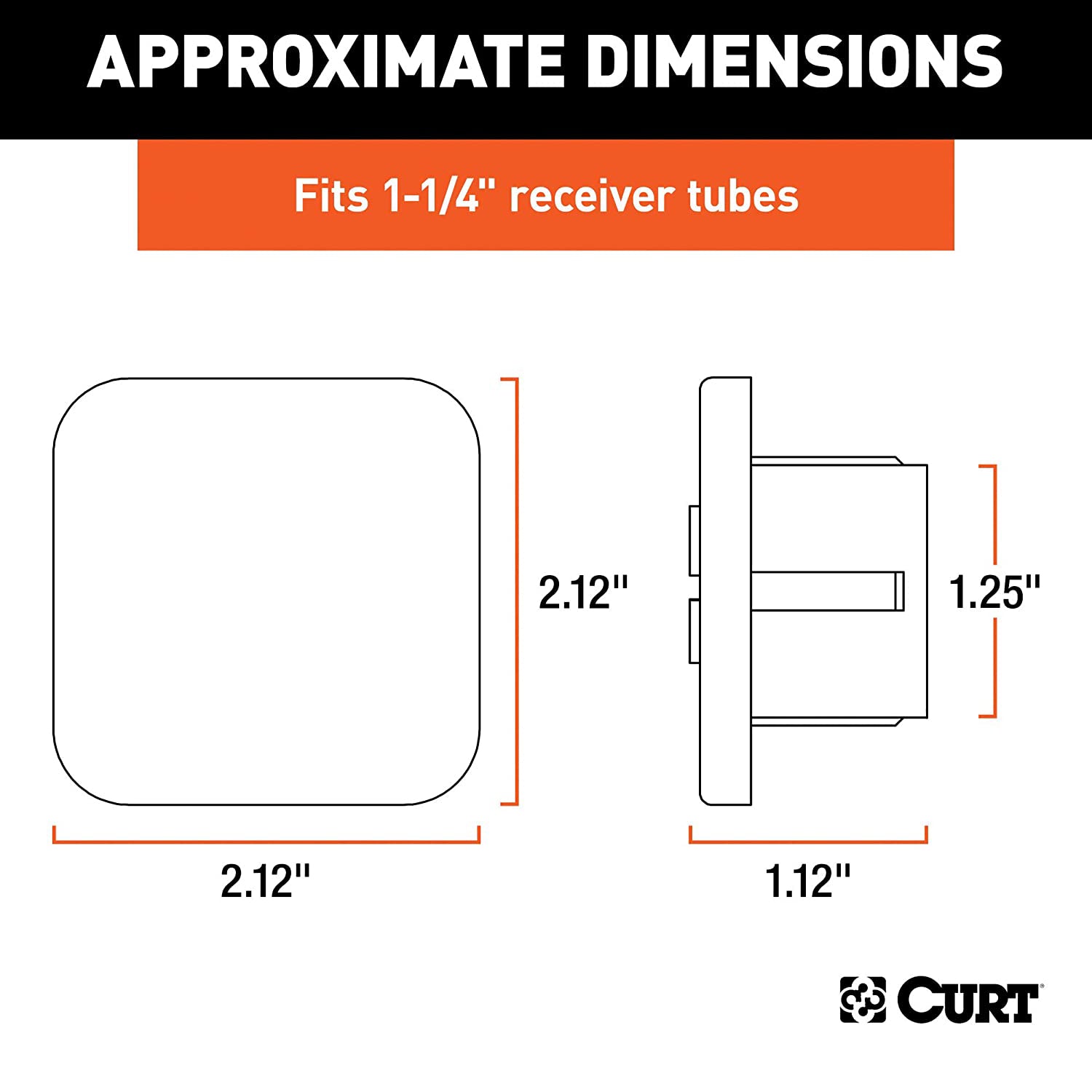 CURT Rubber Trailer Hitch Tube Cover, Fits 1.25 Inch Receiver Tube (Open Box)