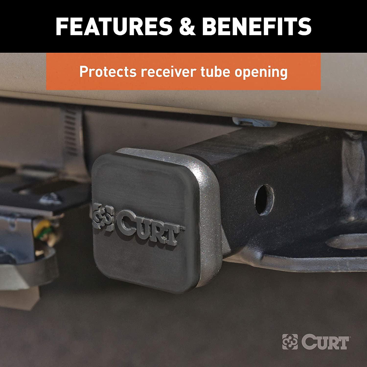 CURT Rubber Trailer Hitch Tube Cover, Fits 1.25 Inch Receiver Tube (Open Box)