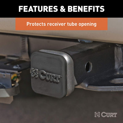 CURT Rubber Trailer Hitch Tube Cover, Fits 1.25 Inch Receiver Tube (Open Box)