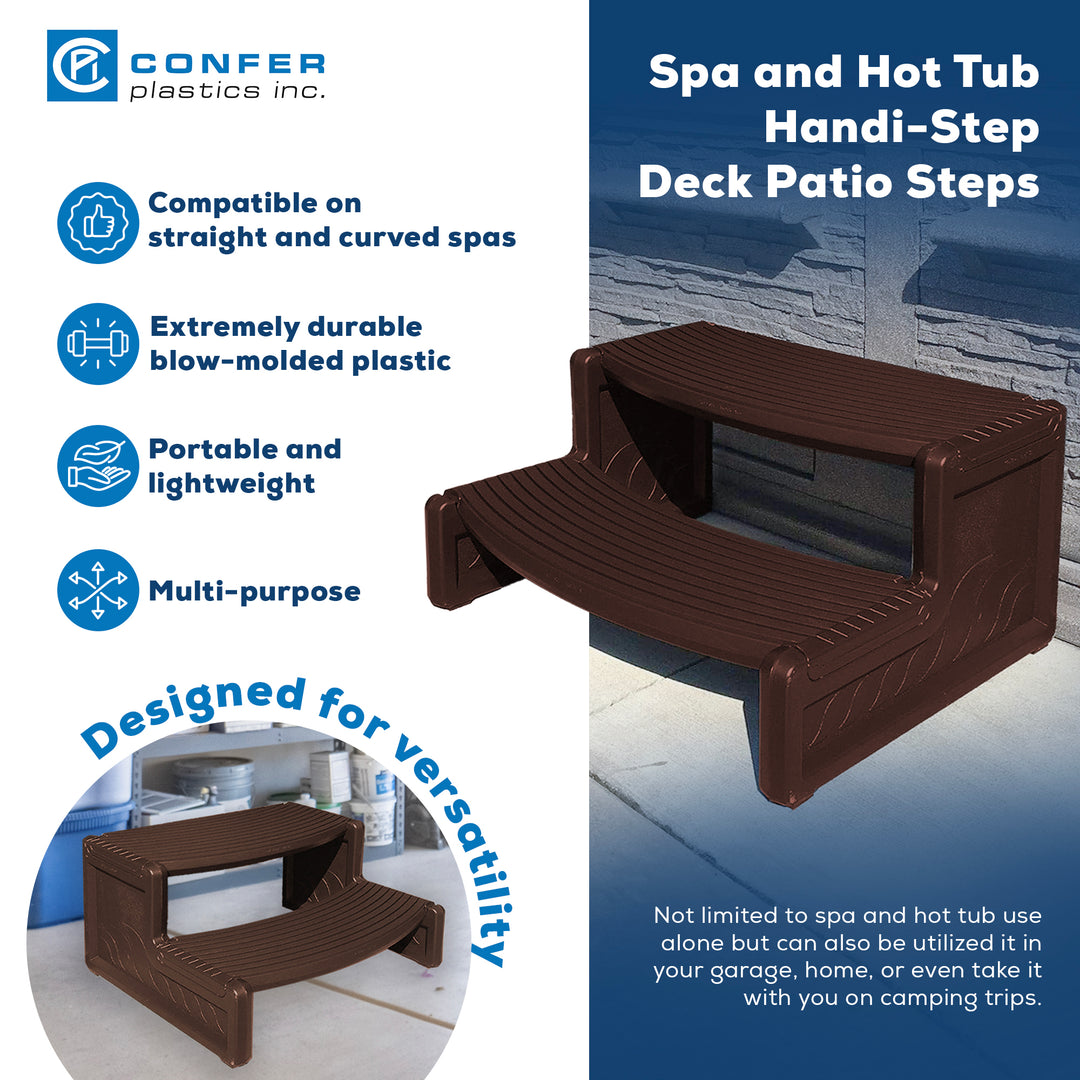 Confer Plastics Handi-Step Spa Hot Tub Stairs for Straight/Curved Spas, Espresso