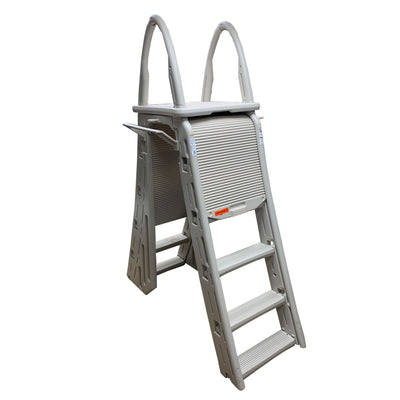 Confer Plastics Roll-Guard Adjustable A-Frame Pool Safety Ladder, Warm Gray - VMInnovations
