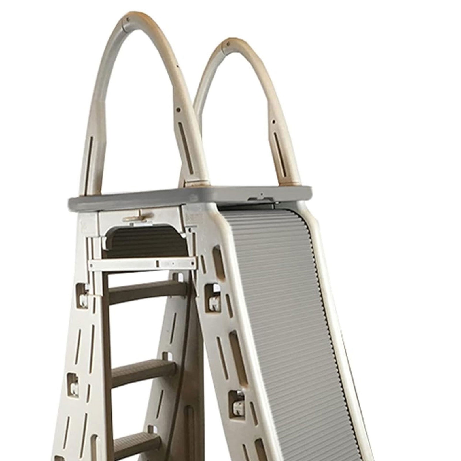Confer Plastics Roll-Guard Adjustable A-Frame Pool Ladder, Warm Gray (Used) - VMInnovations