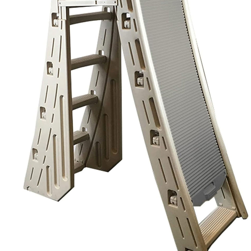 Confer Plastics Roll-Guard Adjustable 48-56" A-Frame Pool Safety Ladder, Gray