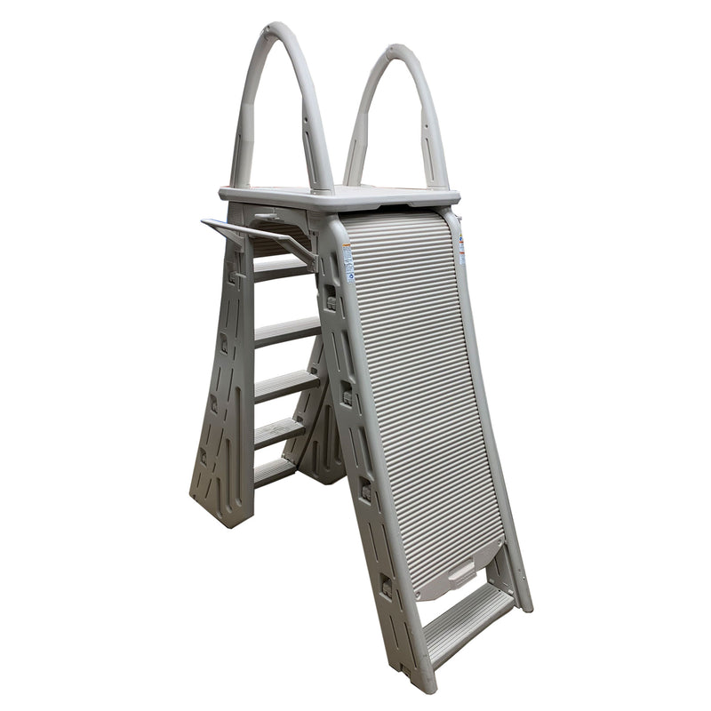 Confer Plastics Roll-Guard Adjustable A-Frame Pool Ladder, Warm Gray (Used)