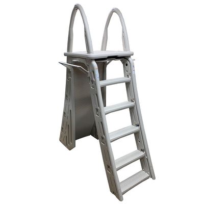 Confer Plastics Roll-Guard Adjustable A-Frame Pool Ladder, Warm Gray (Used) - VMInnovations