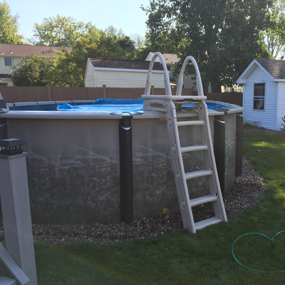 Confer Plastics Roll-Guard Adjustable A-Frame Pool Ladder, Warm Gray (Used) - VMInnovations