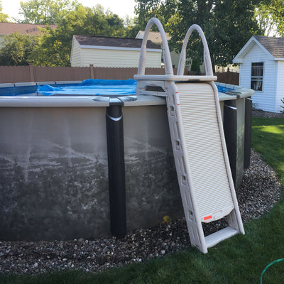 Confer Plastics Roll-Guard Adjustable A-Frame Pool Ladder, Warm Gray (Used) - VMInnovations