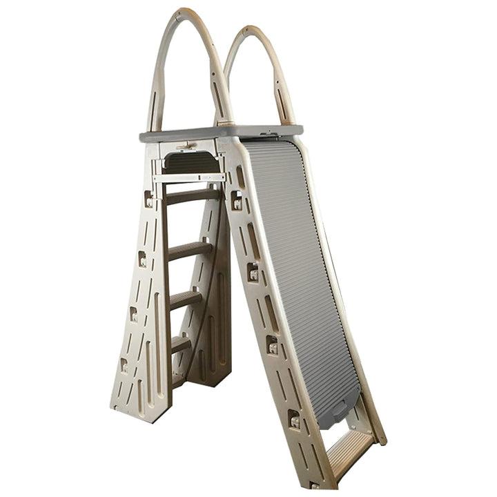 Confer Plastics Roll-Guard Adjustable 48-56" A-Frame Pool Safety Ladder, Gray