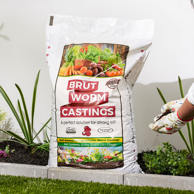 Brut Worm Farms Organic Worm Castings Soil Builder, 30 Pound Bag (6 Pack)