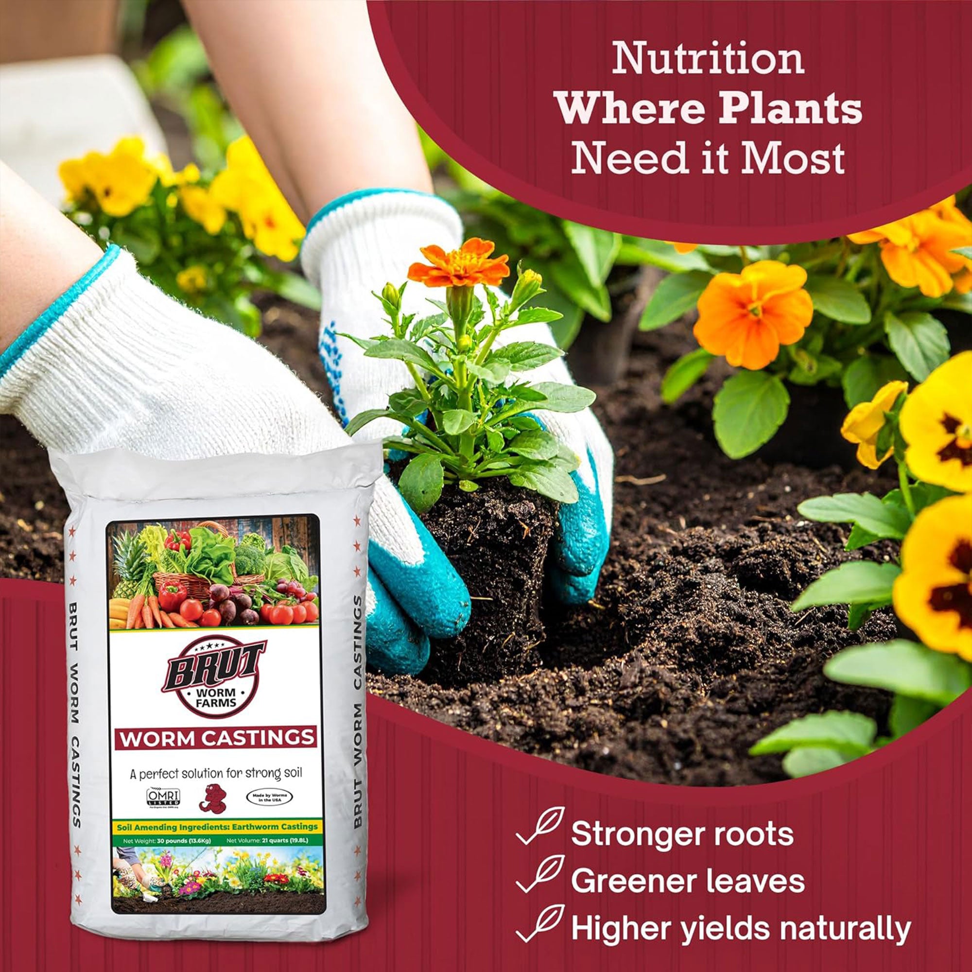 Brut Worm Farms Worm Castings Soil, Cow Compost Fertilizer & Potting Soil Bundle