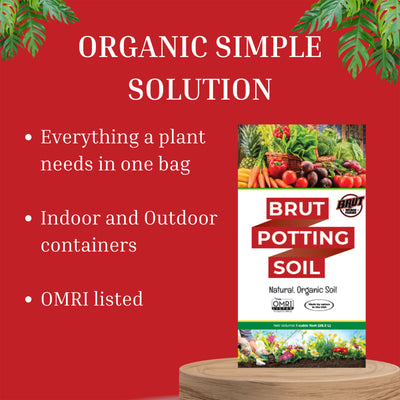 Brut Organic Potting Soil, 1 CF,  Indoor and Outdoor Container Plants, 2 Pack