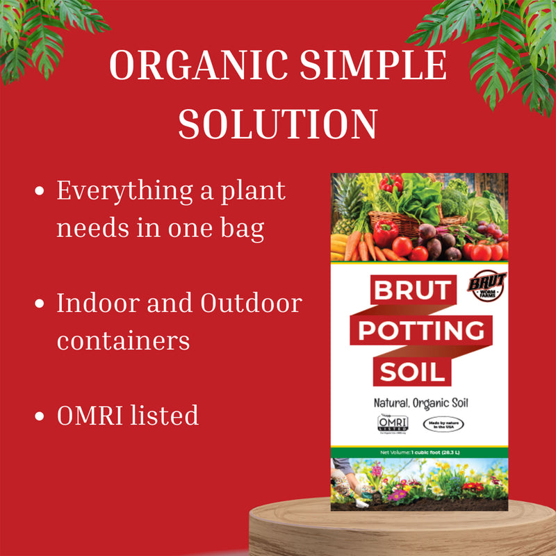 Brut Organic Potting Soil, 1 CF,  Indoor and Outdoor Container Plants, 2 Pack