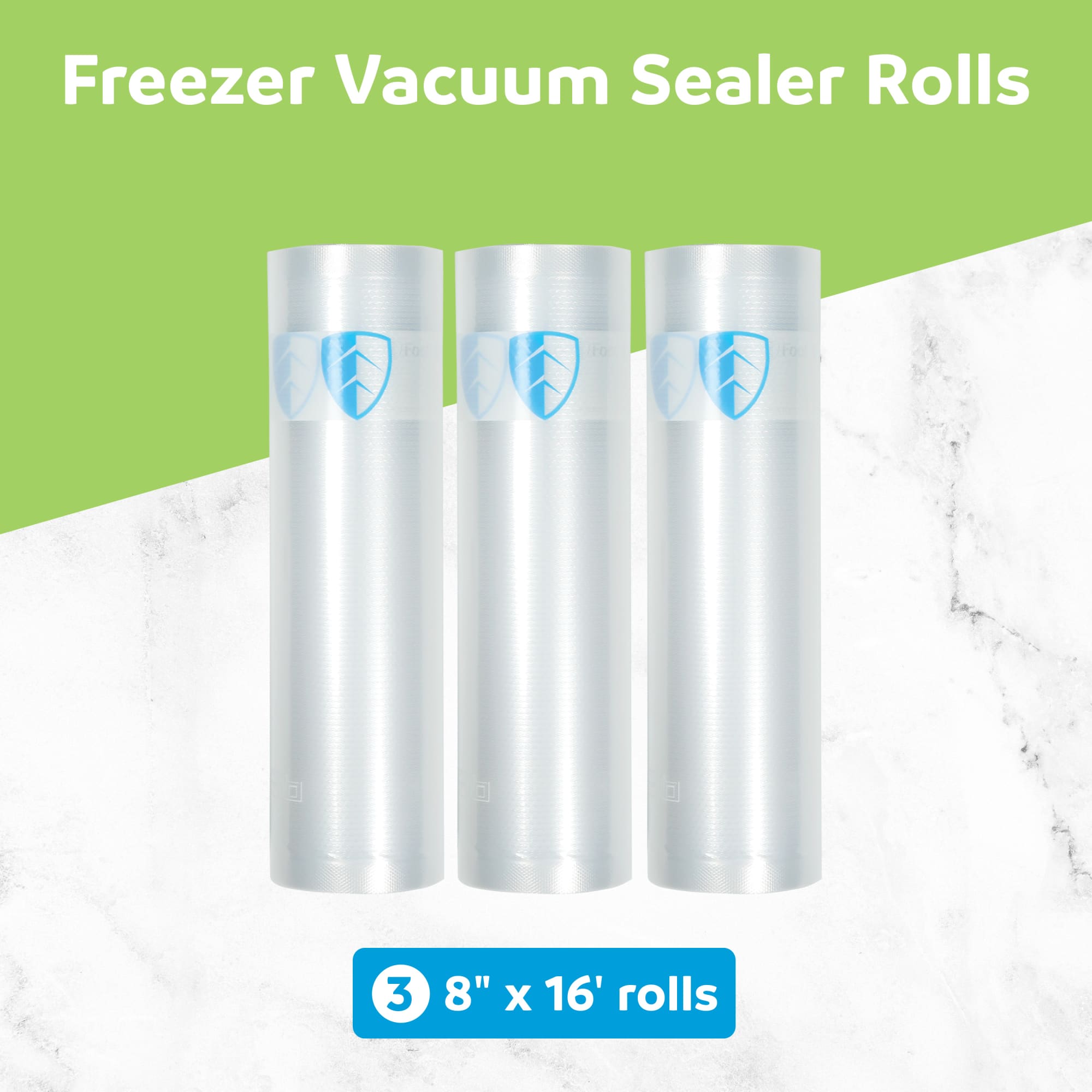 FoodSaver 3 Pack Vacuum Sealer Rolls, 8"x16' Rolls, Custom Size for Food Storage