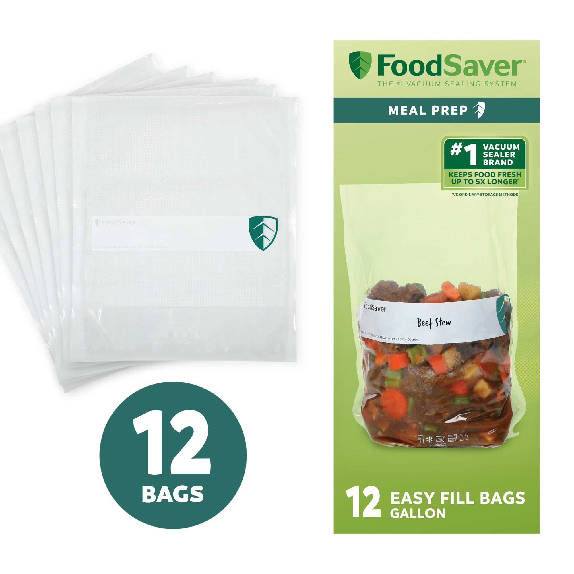 FoodSaver 24 Pack Easy Fill 1-Gallon Vacuum Sealer Bags w/ Free-Standing Design - VMInnovations